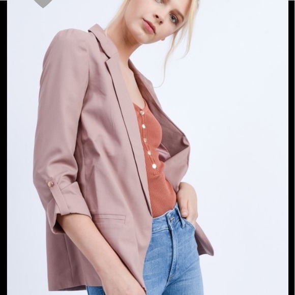Mauve cuff sleeve blazer - Picture 3 of 4